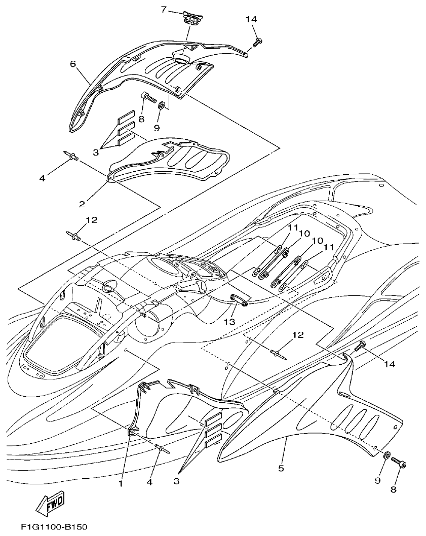 Yamaha F1G1 ENGINE HATCH 1 parts diagram